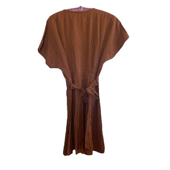 Quince Vintage Wash Tencel Button Front Tie Back Dress Terracotta Size Small - Picture 7 of 13